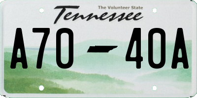 TN license plate A7040A
