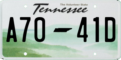 TN license plate A7041D