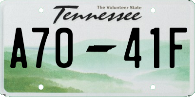 TN license plate A7041F