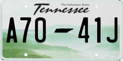 TN license plate A7041J