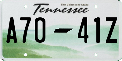 TN license plate A7041Z