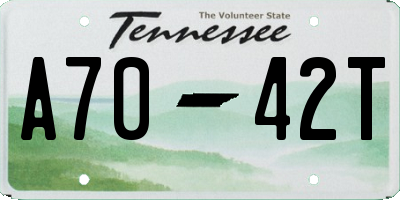TN license plate A7042T