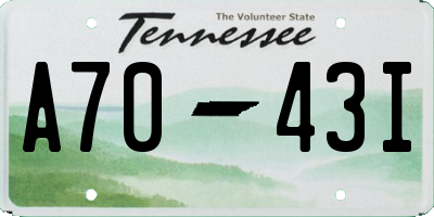 TN license plate A7043I