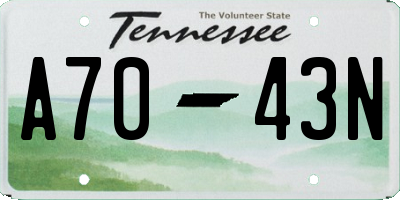 TN license plate A7043N