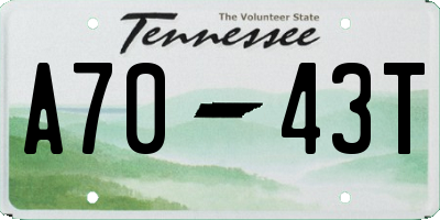 TN license plate A7043T