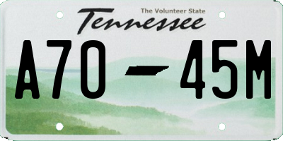 TN license plate A7045M