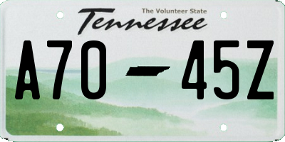 TN license plate A7045Z