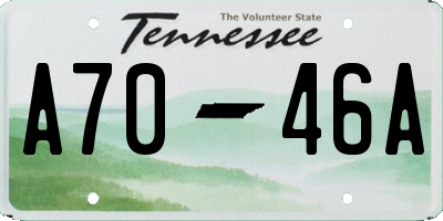 TN license plate A7046A