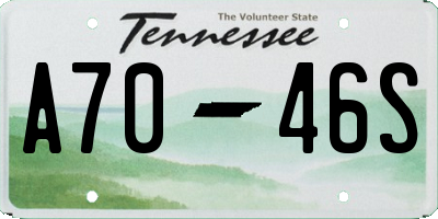 TN license plate A7046S