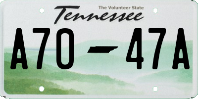 TN license plate A7047A