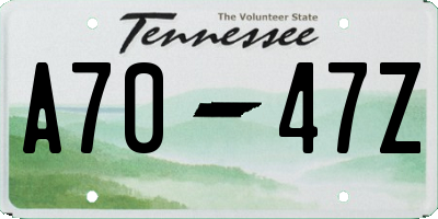 TN license plate A7047Z