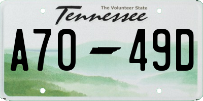 TN license plate A7049D