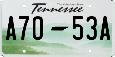 TN license plate A7053A