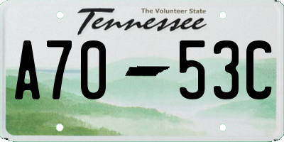 TN license plate A7053C