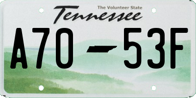 TN license plate A7053F