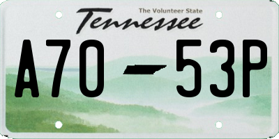 TN license plate A7053P