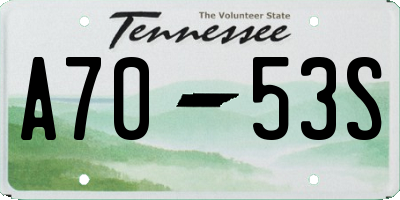 TN license plate A7053S
