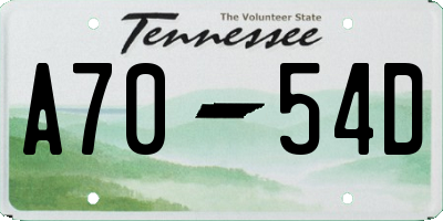 TN license plate A7054D