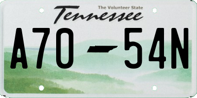 TN license plate A7054N