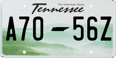 TN license plate A7056Z