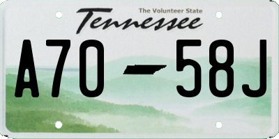TN license plate A7058J