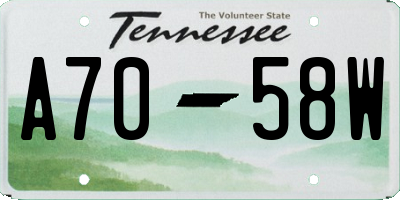TN license plate A7058W