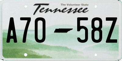 TN license plate A7058Z