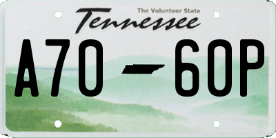 TN license plate A7060P