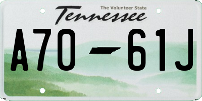 TN license plate A7061J