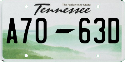 TN license plate A7063D