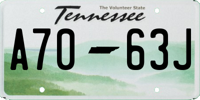 TN license plate A7063J