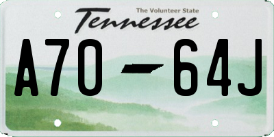 TN license plate A7064J