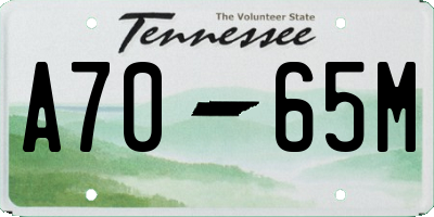TN license plate A7065M