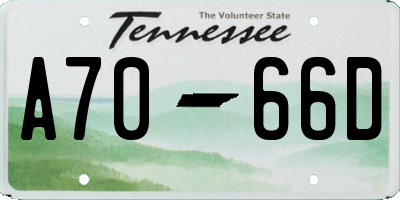 TN license plate A7066D