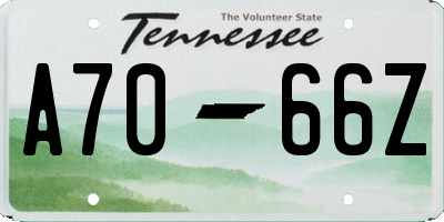 TN license plate A7066Z