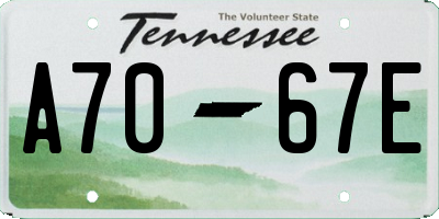 TN license plate A7067E