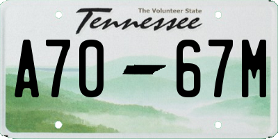 TN license plate A7067M