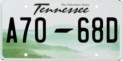 TN license plate A7068D