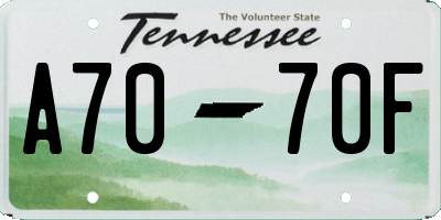 TN license plate A7070F