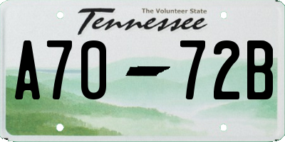 TN license plate A7072B