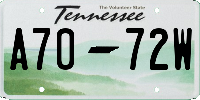 TN license plate A7072W