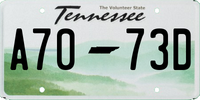TN license plate A7073D