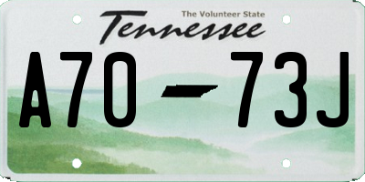 TN license plate A7073J