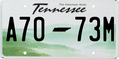 TN license plate A7073M