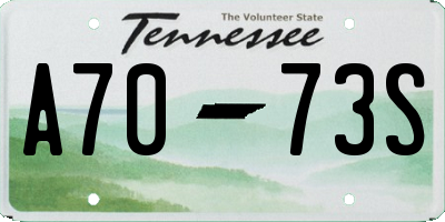 TN license plate A7073S