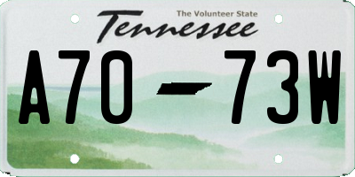TN license plate A7073W