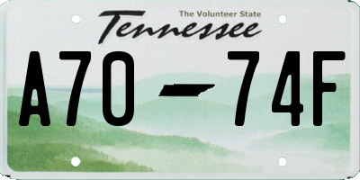 TN license plate A7074F