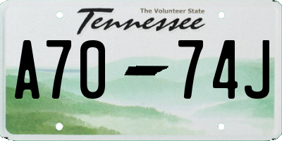 TN license plate A7074J