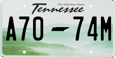 TN license plate A7074M