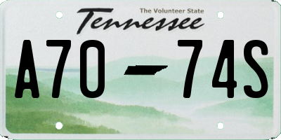 TN license plate A7074S